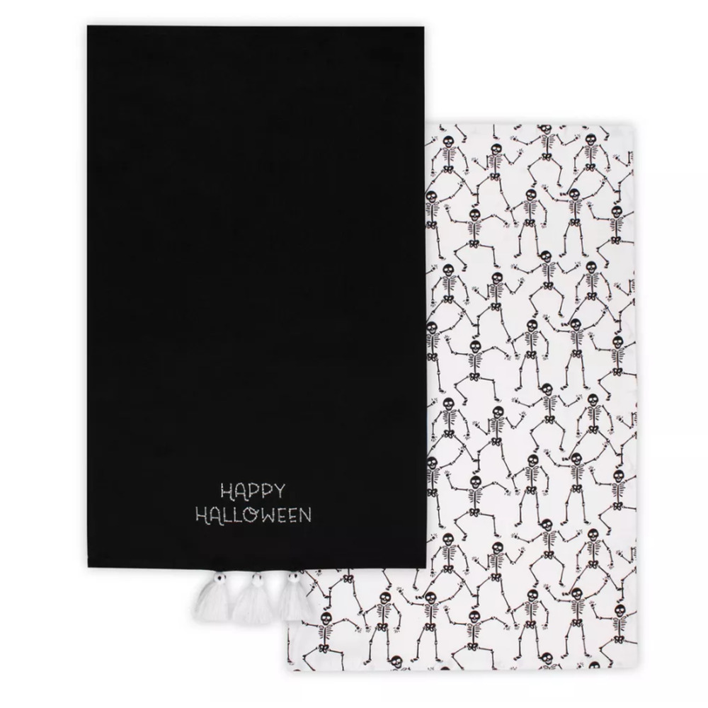 2pk Halloween and Dancing Skeletons Printed Dish Kitchen Towel - Bullseye